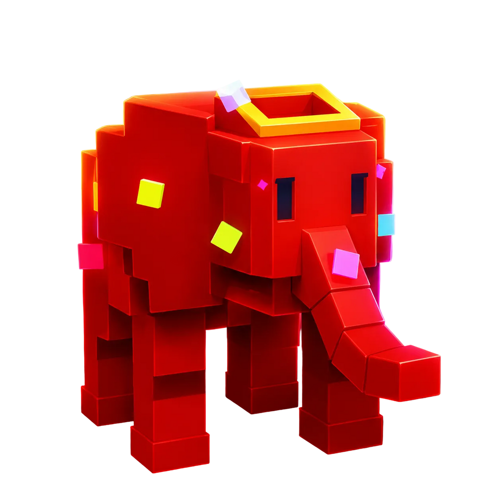 Rainbow Hatched Carnival Elephant